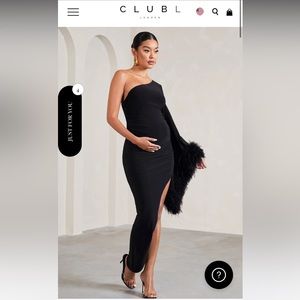 Club L London Black feather sleeve maternity dress